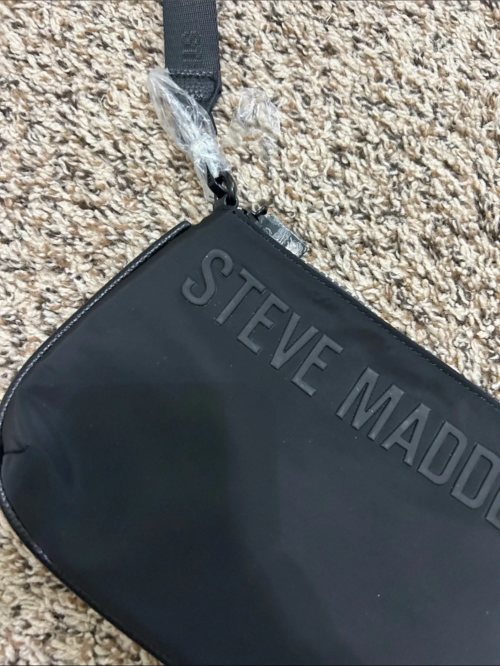 Steve Madden Black Logo Wristlet Pouch